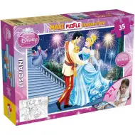 Disney Popelka 2 v 1, maxi puzzle 35 kusů a omalovánka 70x50 cm – Lisciani