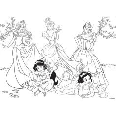Disney Princezny - Kouzlo pohádkové zahrady 2 v 1 60dílné puzzle a omalovánka 50x35 cm - Lisciani obrázek 3