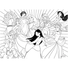 Disney Princezny 2 v 1 2x24dílné maxi puzzle a omalovánky - Lisciani obrázek 2
