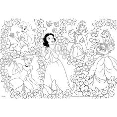 Disney Princezny 2 v 1 maxi puzzle 2x60 dílků a omalovánka 50x35 cm - Lisciani obrázek 2