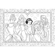 Disney Princezny 2 v 1, puzzle a omalovánka, 108 dílků, 50x35 cm – Lisciani obrázek 2