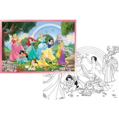 Disney Princezny duha 2 v 1 108dílné puzzle a omalovánka 70x50 cm - Lisciani obrázek 2