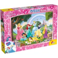 Disney princezny 2 v 1, 24dílné puzzle a omalovánky 50x35 cm - Lisciani