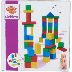 Eichhorn: Sada 50 barevných dřevěných kostek - Simba Toys