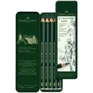 Faber-Castell: 9000 Jumbo grafitová tužka v kovové krabičce, sada 5 kusů