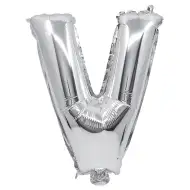 Fóliový balón ve tvaru písmene V stříbrné barvy – písmeno V 32 cm