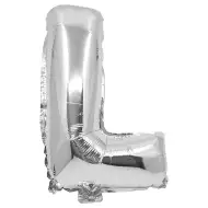 Fóliový balón ve tvaru písmene stříbrné barvy – písmeno L 32 cm