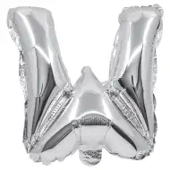Fóliový balón ve tvaru písmene stříbrné barvy – písmeno W 32 cm