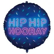 Fóliový balónek – „HIP HIP HOORAY” s neonovým nápisem 46 cm
