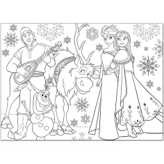 Frozen Zábava a hudba 2 v 1, 60dílné maxi puzzle a omalovánka 70x50 cm – Lisciani obrázek 2