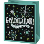 Gratuluji! Zelená exkluzivní standardní velikost dárkové tašky 11x6x15cm