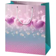 Háčkovaná srdce normální velikosti dárková taška 11x6x14