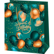 Happy Birthday exkluzivní zelená středně velká dárková taška 18×23×10 cm