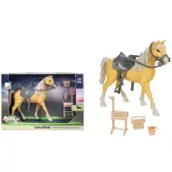 Hnědý jezdecký hračkový set se sedlem a doplňky