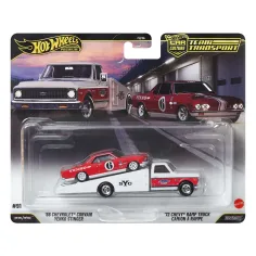 Hot Wheels: 72 Chevy Ramp Truck autotransportér a 66 Chevrolet Corvair autíčko 1/64 - Mattel