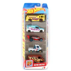 Hot Wheels Metro Sketch 5dílná sada autíček 1:64 – Mattel