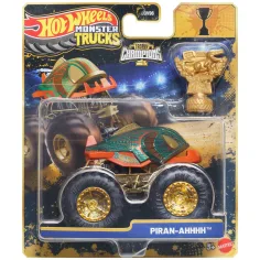 Hot Wheels Monster Trucks: Piran-Ahhh vítězné autíčko s pohárem 1/64 – Mattel