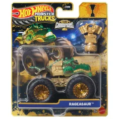 Hot Wheels Monster Trucks: Rageasaur vítězné monster autíčko s pohárem v měřítku 1:64 - Mattel