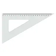 ICO: pravítko ve tvaru pravoúhlého trojúhelníku s úhlem 60 stupňů průhledné.