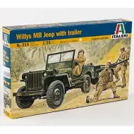 Italeri 1/35 Willys MB vojenský Jeep s přívěsem model vozidla