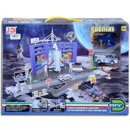 Kosmické centrum s vozidly na dráze