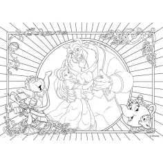 Kráska a zvíře 2 v 1 puzzle a omalovánky, 108 dílků, 50x35 cm – Lisciani obrázek 3