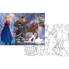 Ledové království tým 2 v 1, puzzle a omalovánky, 108 dílků, 70x50 cm – Lisciani obrázek 2
