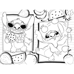 Lilo a Stitch ovocné dobrodružství 2 v 1, 48dílné Eco mini puzzle a omalovánka 35x25 cm – Lisciani obrázek 3