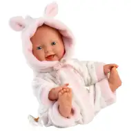 Llorens: Holčička miminko v měkkém pyžamu s motivem čápa 31 cm