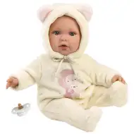 Llorens: Julia v kojeneckém overalu s medvídkem a dudlíkem 42cm