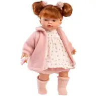 Llorens: Lea 33cm vysoká plačící panenka s červenými vlasy, dudlíkem a růžovým kabátkem.