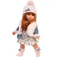 Llorens: Panenka Nicole s červenými vlasy, 35 cm, v růžové vestě.