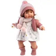 Llorens: Plačící panenka Lola 38 cm s dudlíkem a pletenou čepicí