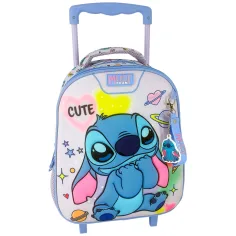 Luna: Disney Stitch batoh do školky na kolečkách se dvěma přihrádkami 27x10x31 cm