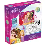 Luna: Disney princezny 2 v 1, omalovánkové puzzle, 100 dílků