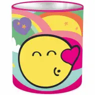 Luna: Kovový stolní stojan na psací potřeby ve tvaru válce s emoji 10x11cm