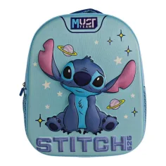 Luna: Must Team 3D Stitch s motivem vesmíru, zaoblený školkový batoh 26 x 10 x 32 cm