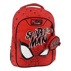 Luna: Must Team Spider-Man červený zaoblený školní batoh se 3 přihrádkami, 32x18x43 cm