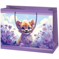 Lvíče s květinami fialová střední exkluzivní dárková taška 18x10x23cm
