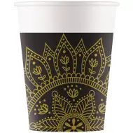 Mandala černo-zlaté papírové kelímky 8ks sada 200ml