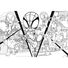 Marvel Spidey bojuje 2 v 1, 24dílné puzzle a omalovánka 50x35 cm – Lisciani obrázek 2