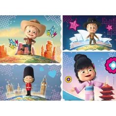 Máša a medvěd Máša poznává svět 24dílné maxi podlahové puzzle 70x50 cm - Lisciani obrázek 2