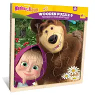 Máša a medvěd dřevěné puzzle s rámem, 9 dílků – Lisciani