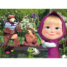 Máša a medvěd na jezeře 2 v 1, 24dílné Eco maxi puzzle a omalovánka 70x50cm – Lisciani obrázek 2