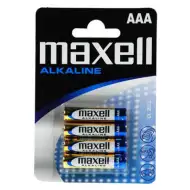 Maxell: Alkalická tenká tužková baterie 1.5V AAA LR03 4ks v blisterovém balení