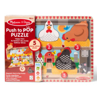 Melissa &amp; Doug Push to Pop Puzzle – Veselé slepice, dřevěné vzdělávací puzzle - Spin Master