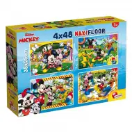 Mickey Mouse 2 v 1 maxi 4x48dílné puzzle a omalovánka 35x25 cm - Lisciani