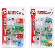 Mini Car: Sada autíček na zpětný tah, 4 kusy ve dvou variantách.