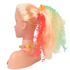 Módní dívka: Blond vlasy, česatelná a kadeřitelná hlava panenky s paletou make-upu a doplňky 21cm obrázek 8