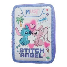 Must: Disney Stitch & Angel patrový plyšový penál 15x5x21 cm